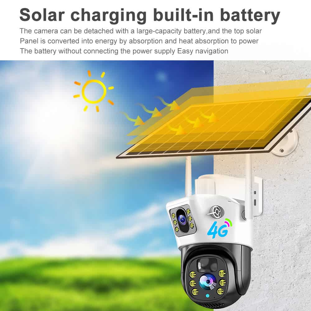 4G Sim Card Outdoor Wireless Solar Camera 8MP 4K
